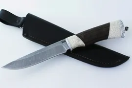 Нож Барс из дамасской стали, рукоять венге, рог лося.
