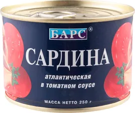 Сардина атлантическая Барс в томатном соусе 250 г