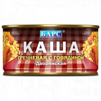 Мясные консервы Барс Каша Дворянская греч. с говяд. вкусный ужин ключ, 325г