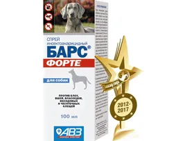 Агроветзащита Барс Форте Спрей для собак от блох и клещей (фипронил), 100 мл