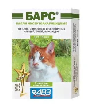 Капли от блох и клещей д/к (3 ампулы) БАРС-0